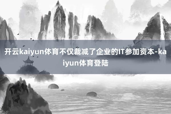 开云kaiyun体育不仅裁减了企业的IT参加资本-kaiyun体育登陆